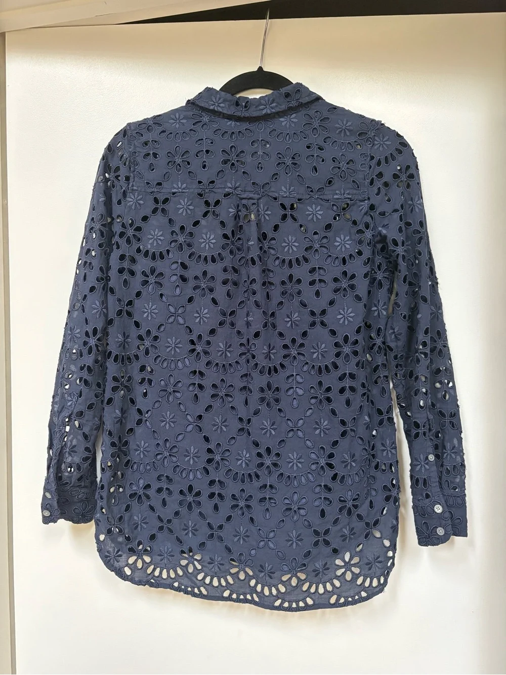 J. Crew Navy Floral Eyelet Button-Down Shirt